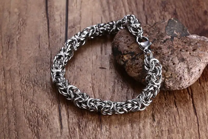 Meaeguet Fashion Stainless Steel O Chain Strand Bracelets & Bangles Vintage Sliver Color Bracelet For Men's Jewelry (10)