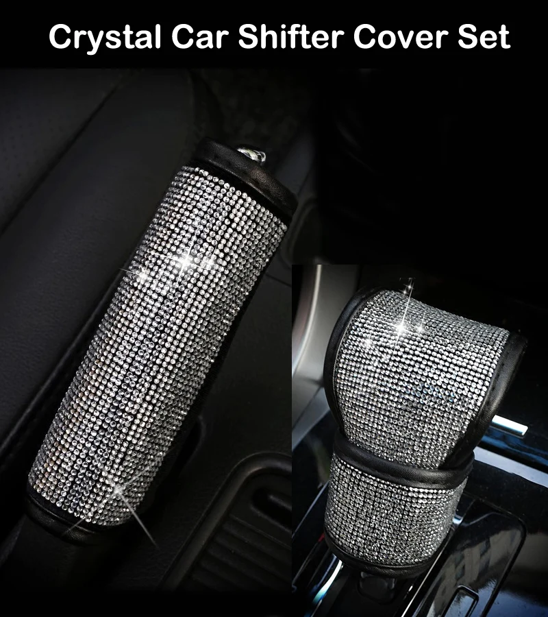 2Pcs-Set-Universal-Car-Hand-brake-Cover-Shifter-Gear-Knob-Cover-Crystal-Shiny-Plush-Handbrake1-