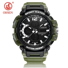 NEW Arrival OHSEN Fashion Quartz Digital Watch Men LED Alarm 50m Waterproof Sport Watch Man Rubber Band Wristwatch Orologio Uomo ohsen 0739 led digital sport watch yellow
