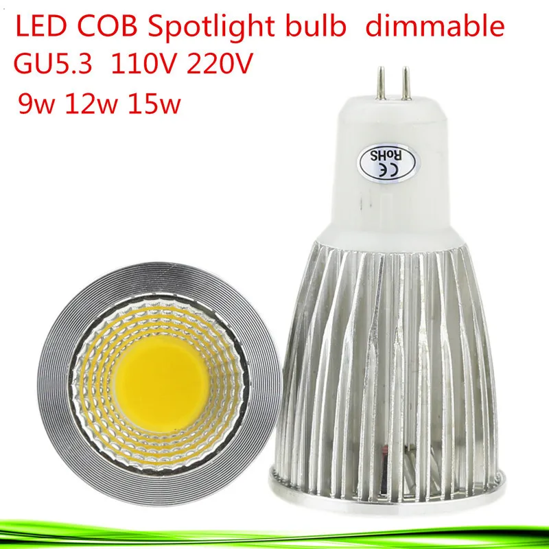 

10X Super Bright GU5.3 Bulbs Light Dimmable Warm/Cool White 85-265V 9W 12W 15W COB LED lamp light led Spot light high lumen