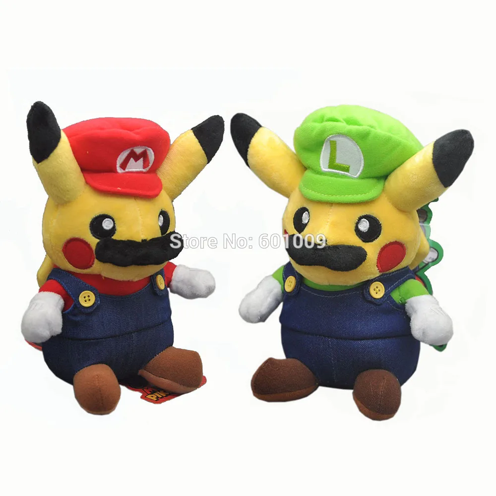 

Free Shipping EMS 100/Lot 8" Cos Super Mario Bros Luigi Mario Pikachu Plush Doll Toys Soft Gifts