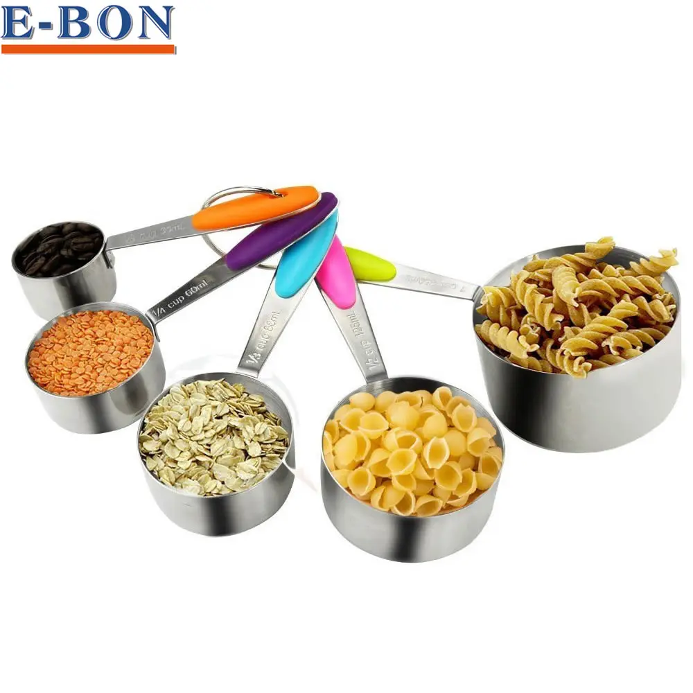 5 PCS Solid Stainless Steel Stackable Measuring Cups Set to Measure Dry