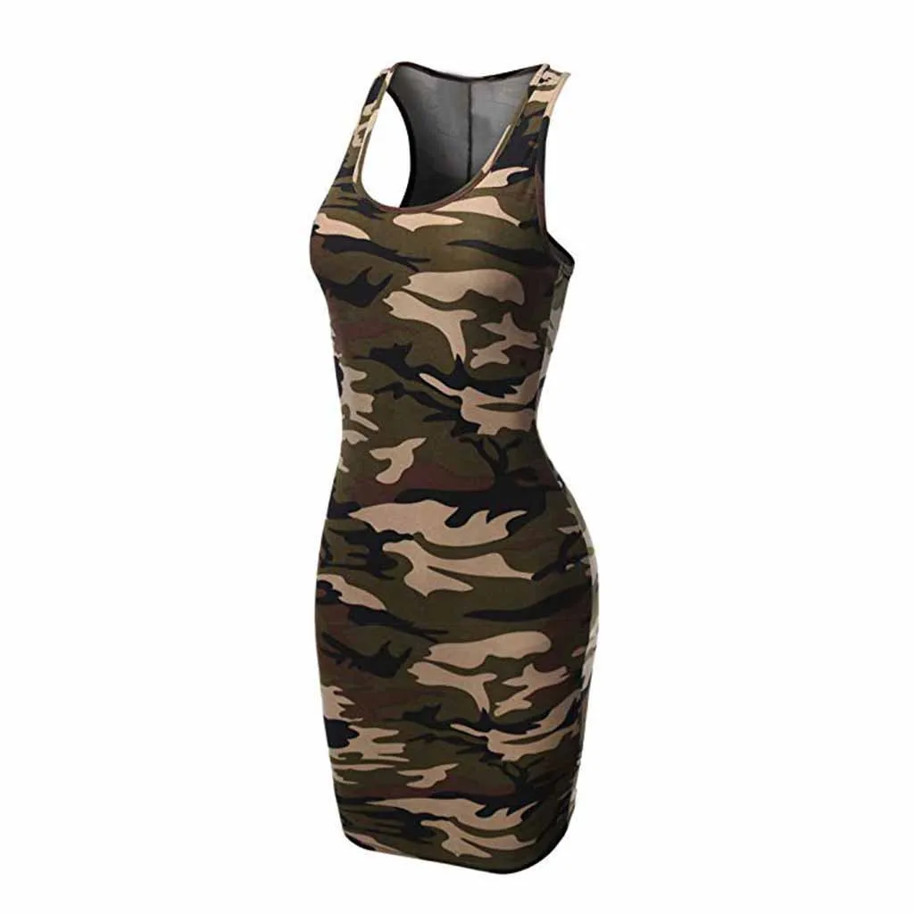 

Womens Holiday Camouflage Dress 2019 Ladies Summer Beach Sleeveless Dress Women\x27s dress L30326