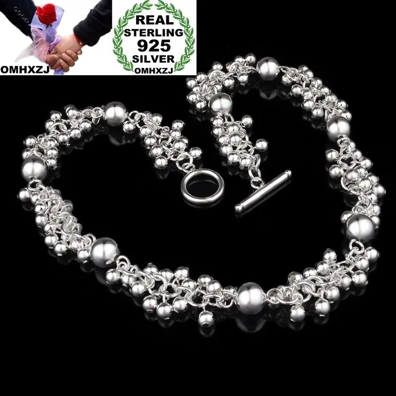 

OMHXZJ Wholesale Personality Fashion OL Woman Girl Party Gift Silver Grape String 925 Sterling Silver Pendant Necklace NC96