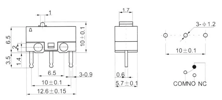 10 шт./лот) мышь переключатель 125VAC 1A прямоугольный микро переключатель мышь мини переключатель