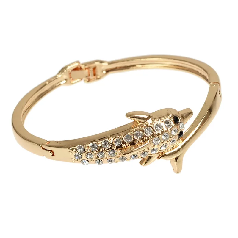 Fashion Bracelet & Bangle Love Cute Dolphin Bangle Bracelet Gold Color