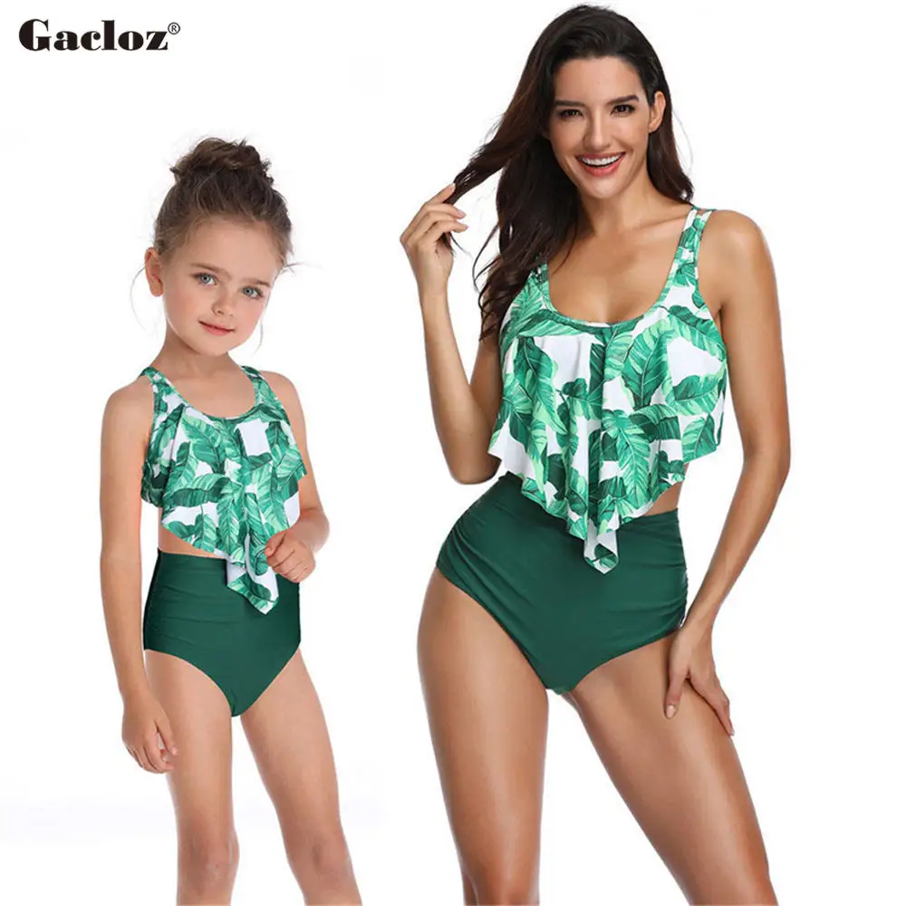 

Mother Daughter Swimsuits Summer Beach Swimwear Bikini Mom and Daughter Family Matching Clothes Outfits