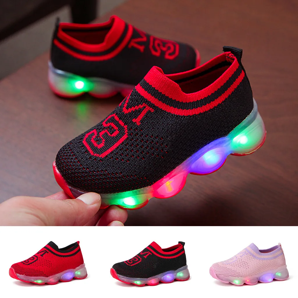 

Toddler Girls Shoes For Kids Leisure Outdoors Casual LED Shoes Breathable Children's Mesh Baby Sneakers Zapatos De Ninas