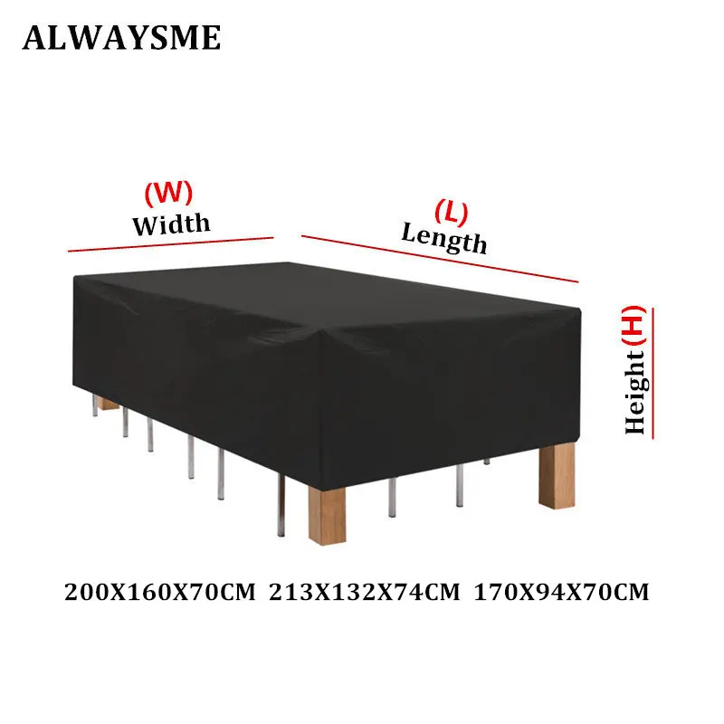 ALWAYSME 210D DTAF ПВХ покрытие козырек для террасы чехол для уличной мебели гостиной крыльцо диван стул водонепроницаемый защитный слой от пыли