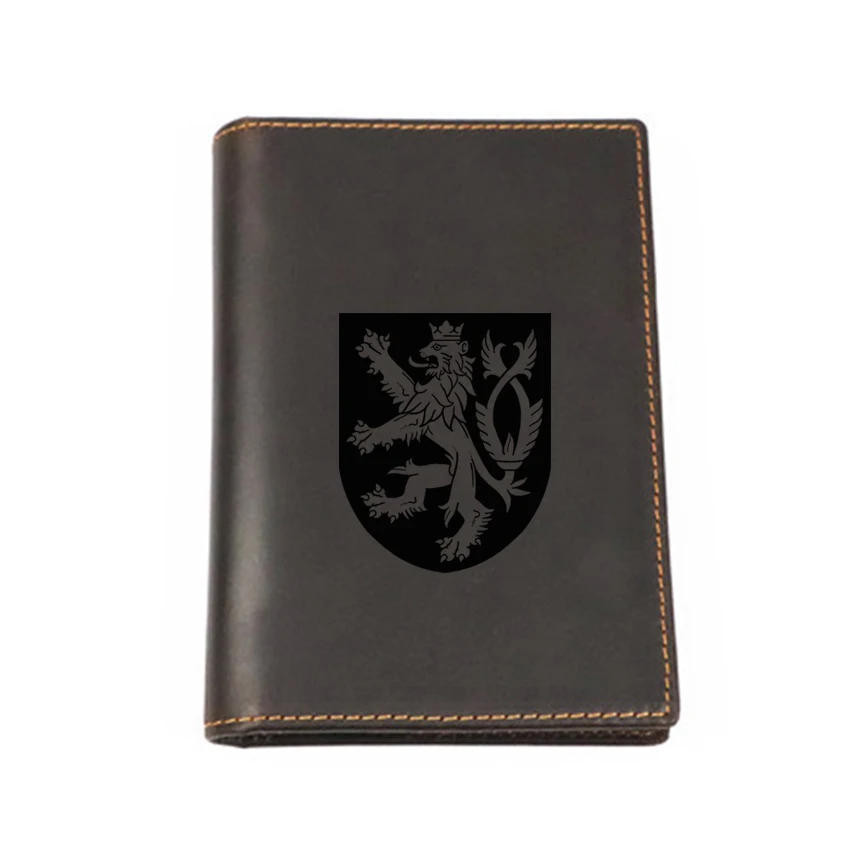 

Engraved Picture Czech Republic Travel Accessories Passport Cover Custom Name Cowhide Passport wallet Travel Passport Cover