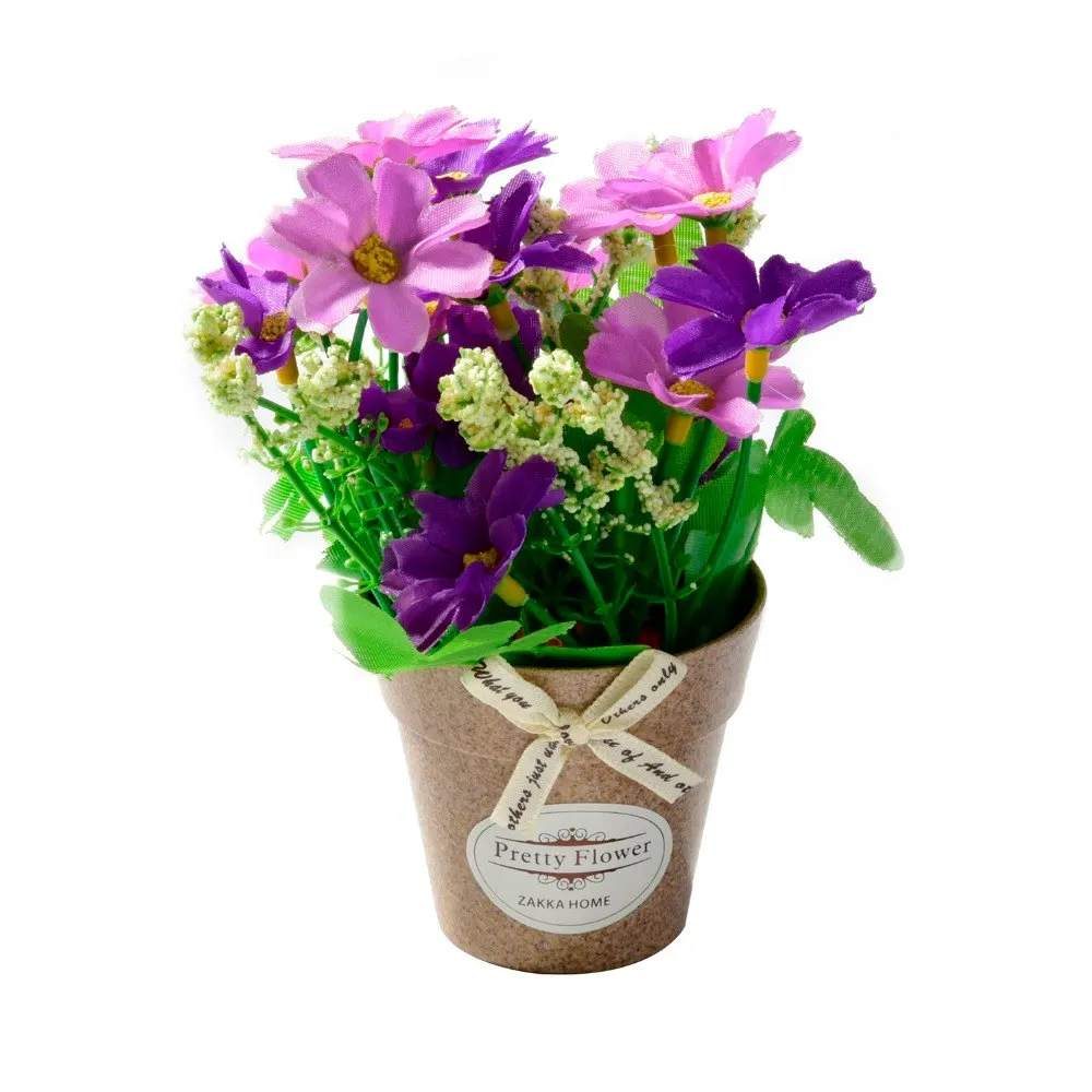 Chrysanthemum Fake Flower With Plastic Vase Bonsai Artificial Flowers For Wedding Party Garden Farmhouse Decoration Fake Flower Chrysanthemum Fake Flower With Plastic Vase Bonsai Artificial Flowers For Wedding Party Garden Farmhouse Decoration Fake Flower