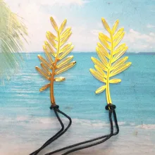 2 шт. бизнес-подарки пальмовых листьев Творческий Металл hollow Закладка tudent канцелярские Изысканные Позолоченные пальмовых листьев Закладка