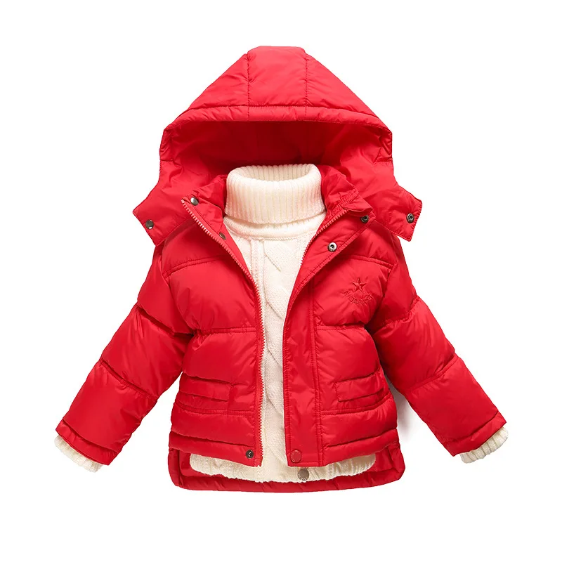  children's down jacket boys girls baby short down coat thickening Winter Outwear removable cap 1-6 