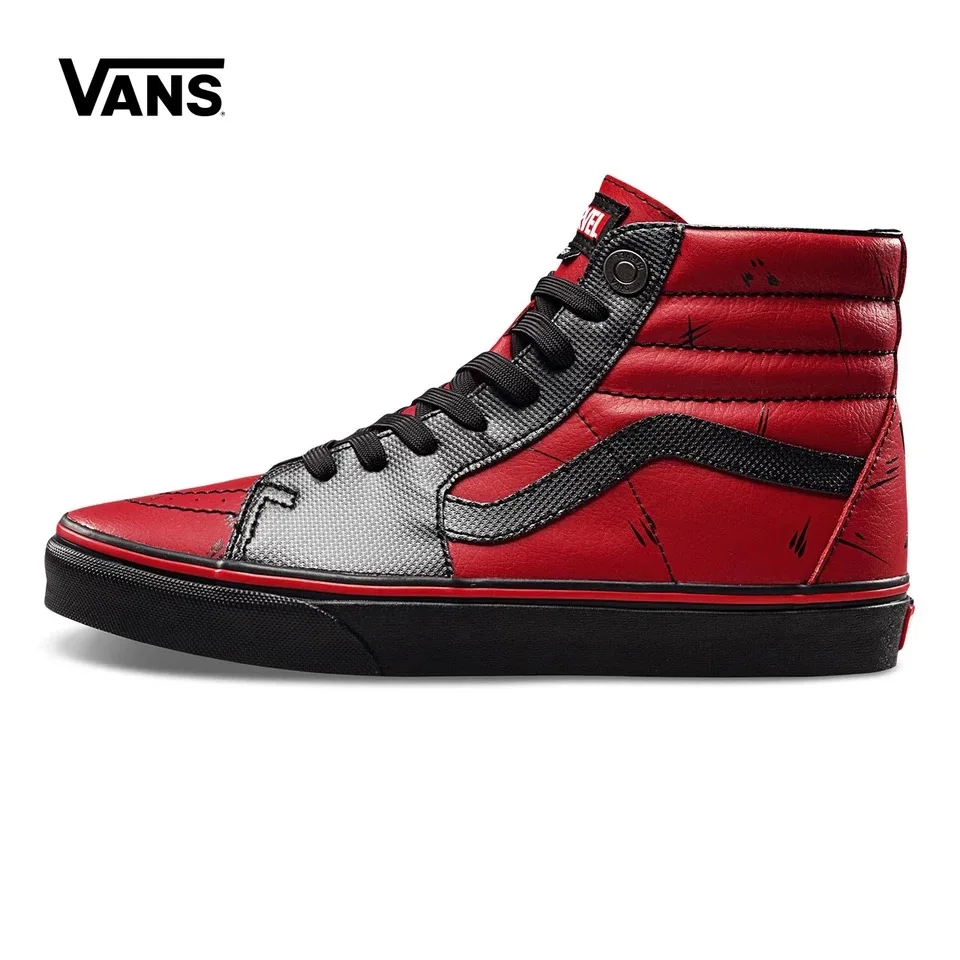 Оригинальные Vans скейтборд обувь x Marvel со звездами черный и красный SK8-Hi высокой
