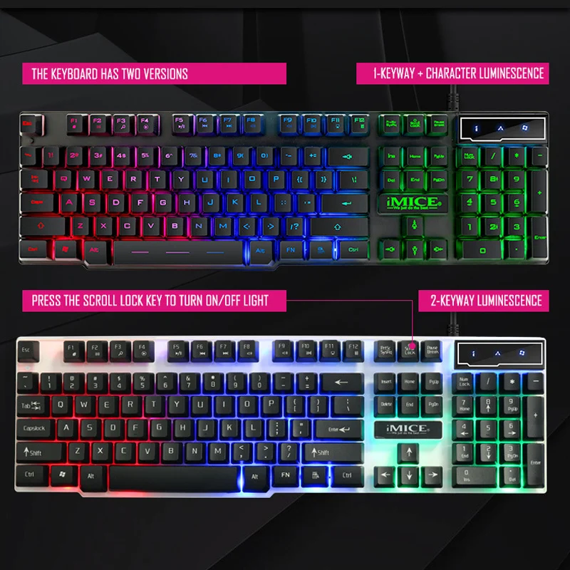 IMice игровая механическая клавиатура с подсветкой и RGB Gamer для компьютера ПК