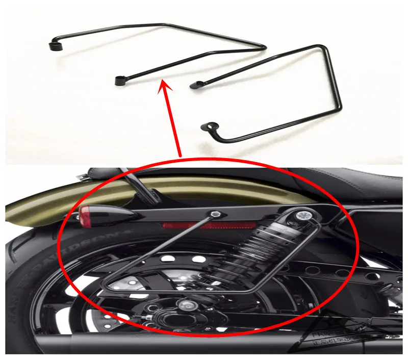 Black Motorcycle Saddlebag Support Brackets Case for Harley Sportster