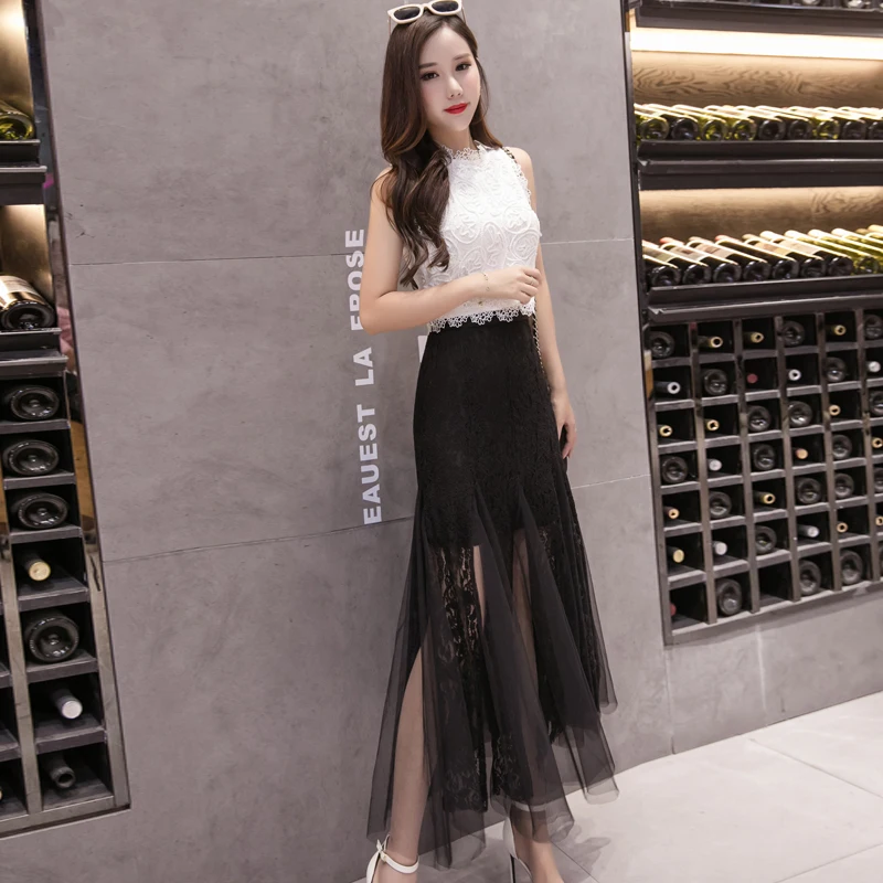 Модная женская юбка на весну и лето новинка 2019 повседневные кружевные сетчатые