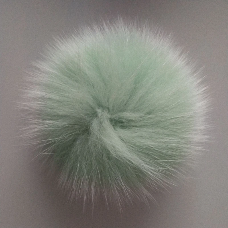 11 см натуральный Лисий мех помпон пушистая DIY зимняя шапка Skullies шапка вязаная шапка помпоны DEF009-pink - Цвет: light green