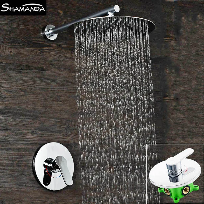 

Free Shipping Chrome In-Wall Round Embedded Box Shower Set Bath Faucet Mixer Various Styles Shower Head with Shower Arm