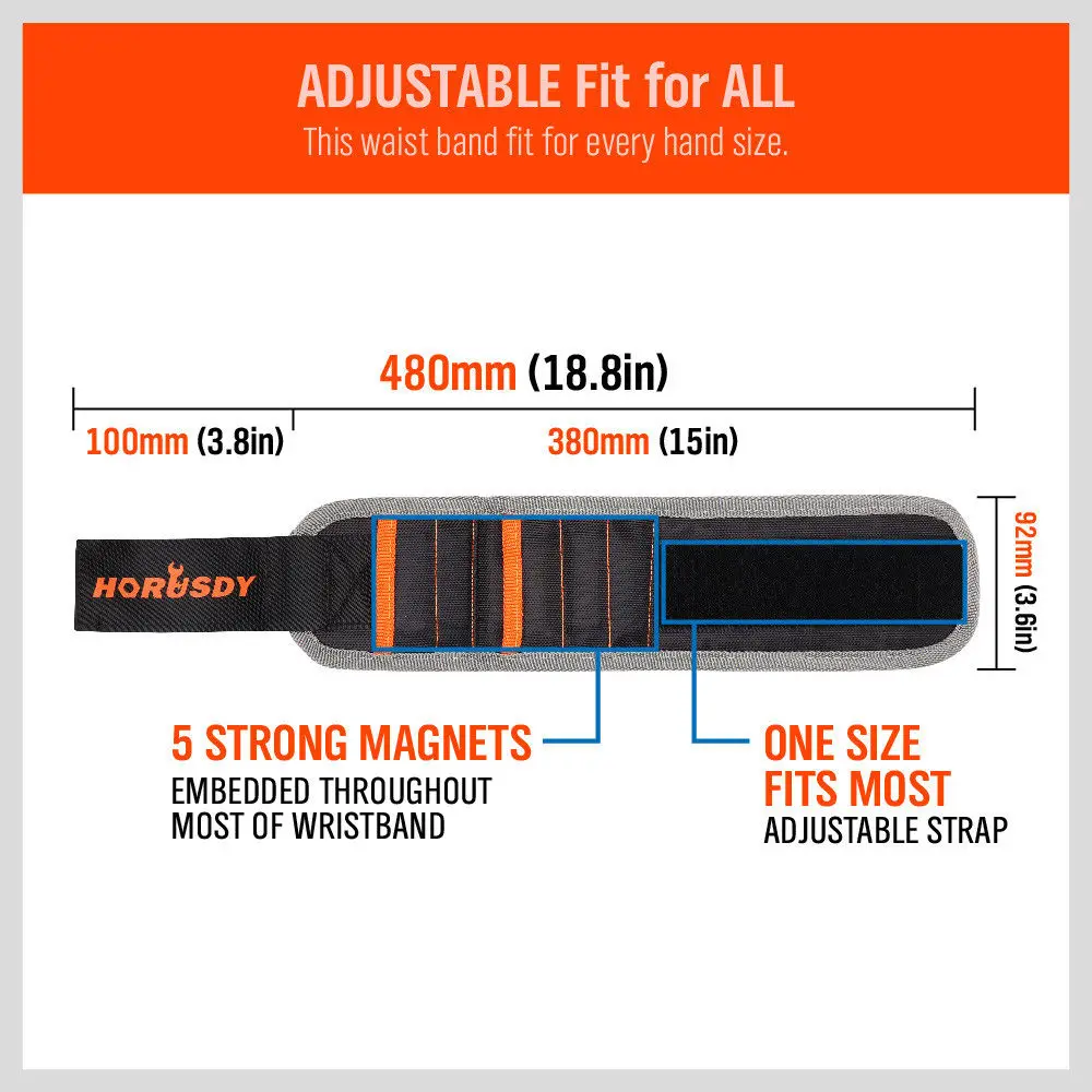 HORUSDY магнитный браслет Портативная сумка для инструментов полиэфирная карманная поддержка запястья инструмент ремень саморезы дрель держатель мелких предметов инструмент для ремонта