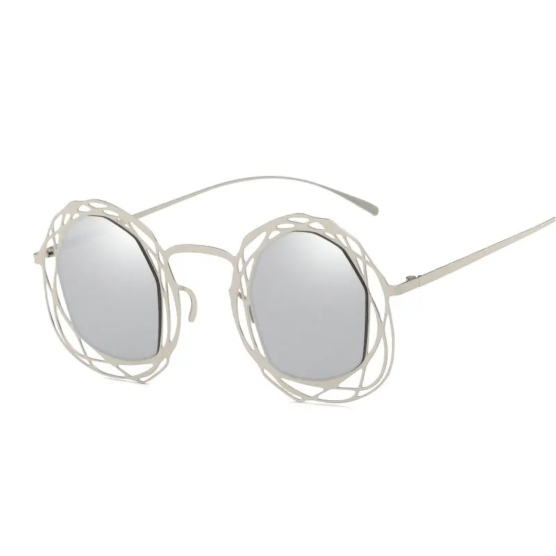 MINCL/ неправильный многоугольник, высококачественные металлические солнцезащитные очки для женщин, фирменный дизайн, новые модные круглые красные солнцезащитные очки NX - Цвет линз: mercury