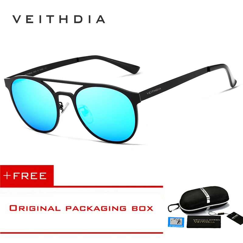 Солнцезащитные очки VEITHDIA унисекс из нержавеющей стали, поляризационные, UV400, мужские круглые Винтажные Солнцезащитные очки, мужские очки, аксессуары для мужчин 3900