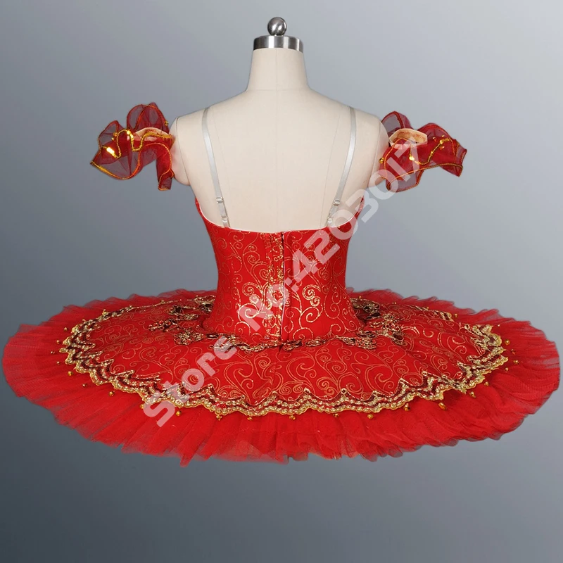 Взрослых Для женщин золотой вышивкой профессиональные балетные пачки красный блин одежда для бальных танцев Балетки танцевальные костюмы