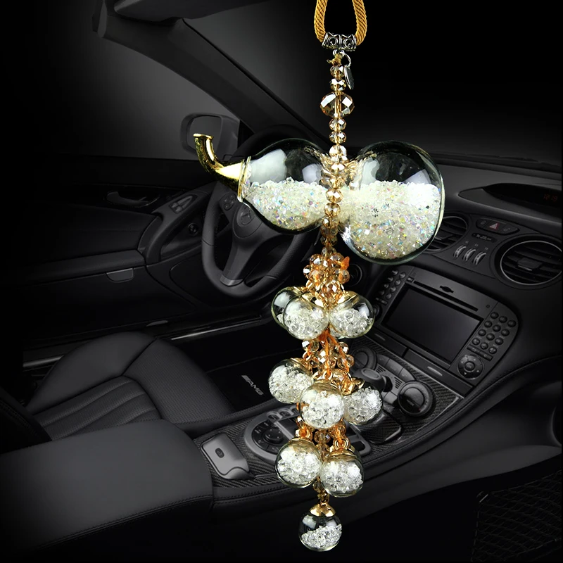 

Bling Bling Glass Grourd Fillable with Bright Rhinestone Automotive Interior Home Decor Wall Hangings 6 Color DEC137