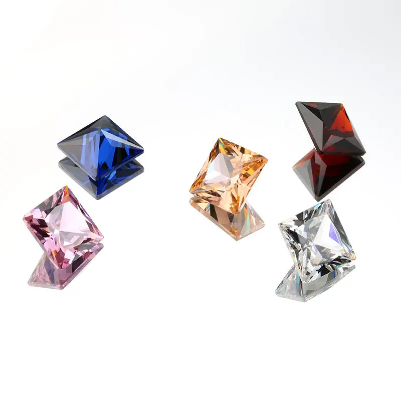 

10pcs 6-12mm Pointed Back Square shape Brilliant Multicolor Larger Cubic Zirconia Stones Loose CZ Shiny Jewelry making Gems