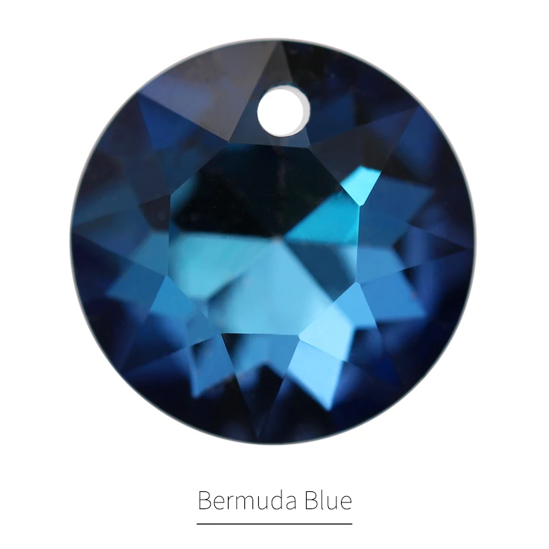 Элегантный Шарм K9 стекло горный хрусталь подвеска круглой формы форма одно отверстие Кристалл СТРАЗА под камень DIY свадебный кулон серьги друзья подарок - Цвет: Bermuda Blue