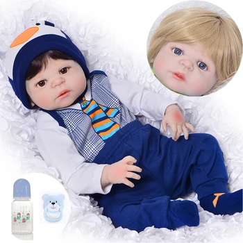 

Bebes Reborn Boy dolls 23"57cm Full silicone reborn baby dolls for children gift newborn bebe boneca menino