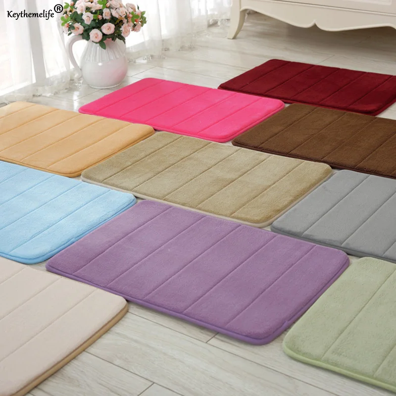 

40x60cm Stripe Memory Foam Living Room Mats Absorbent Bathroom Rug Non-slip Bath Mats Coral Fleece Carpets Toilet Mat Doormat