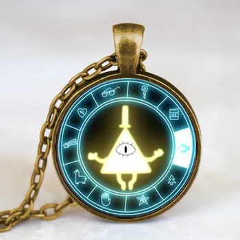 

us Drama cartoon Mysteries BILL CIPHER WHEEL Steampunk Pendant Necklace doctor who 1pcs/lot mens vintage 2017 antique toy