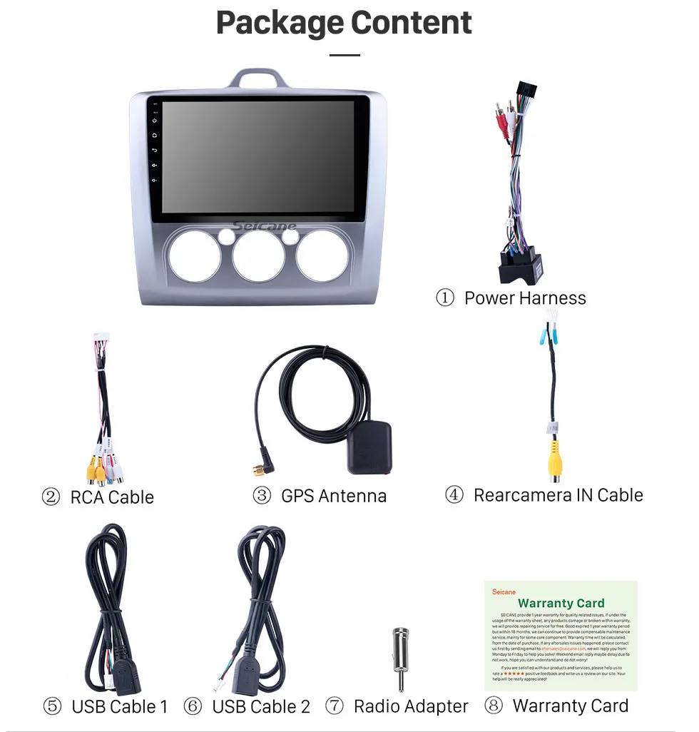 Seicane 2DIN " автомобиль радио Android 8,1 мультимедийный плеер для Ford Focus 2 Exi MT 2004-2007 2008 2009 2010 2011 gps навигации
