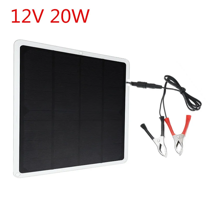 

20W 12V Solar Cell Panel Waterproof USB Monocrystalline Solar Panel with Car Charger for Outdoor Camping Emergency Light