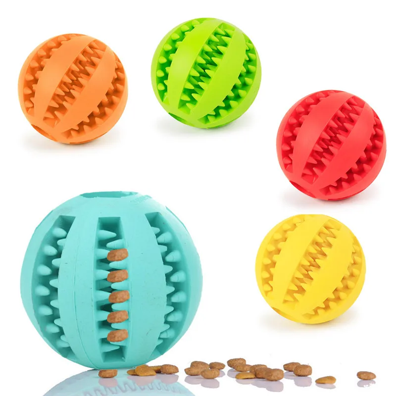 

Rubber Pet Dogs Puppy Chew Toy Ball Interactive Toys Non-toxic Pet Treat Feeder Tooth Clean Ball Toy for Small Large Dogs