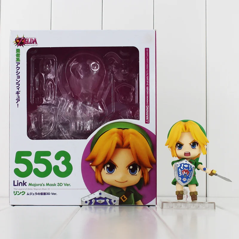 

10cm The Legend of Zelda Link Figure Majora's Mask 3D Ver with Kokiri Sword Nendoroid 553 PVC Action Figure Collection Model Toy