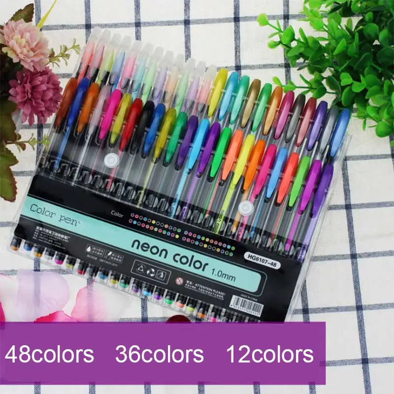 

48pcs/36pcs/12pcs/set Pens Ball Refills Neon Highlighter Glitter Pastel for Drawing marcadores Office School Supplies