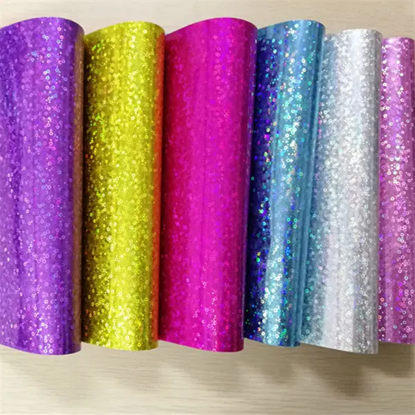 

Free shipping 7.6*12inch synthetic hologram sequin pattern vinyl fabric leather fabric for DIY accessories