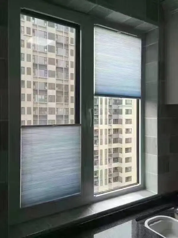 Жалюзи полузатеняющие беспроводные сотовые жалюзи занавески алюминиевые вверх и вниз дорожки пуш-ап ручка широкое лезвие французское окно