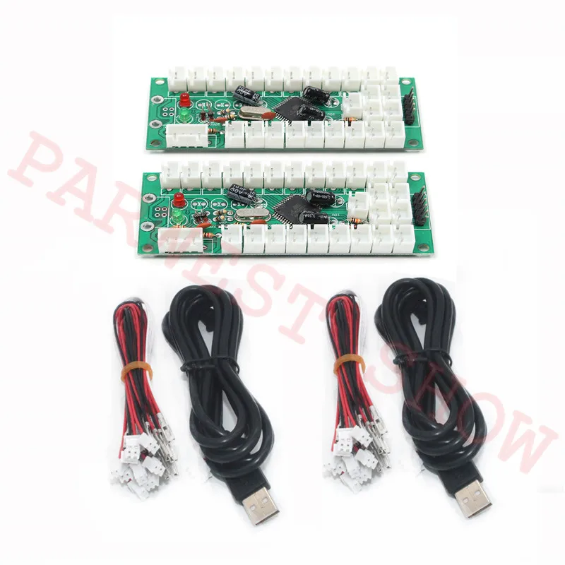 

2PCS 1Player Arcade USB Encoder Board with Push Buttons Wire Cables LED USB Controller PC To Arcade game machine kit parts