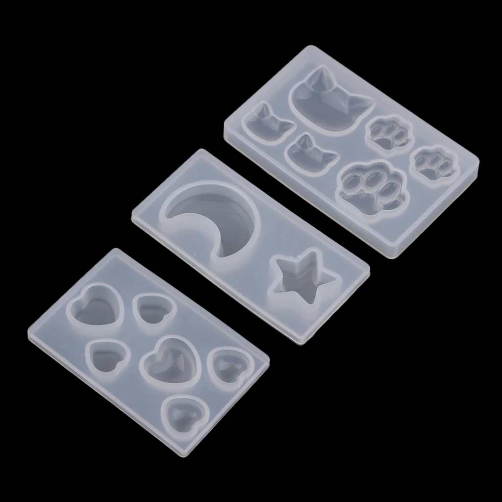 DIY Assorted Shapes Cat,Bear Paw,Moon,Star Style Sugar Craft Silicone Moulds Cake Decor Baking Accessory Chocolate Soap Molds 3D