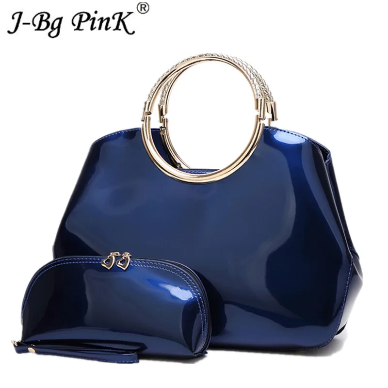 

2pcs New Luxury Designer Patent Leather Women Tote Bag Fashion Handbag Famous Brand Ladies Lacquered Handbag Bags Bolsa Feminina