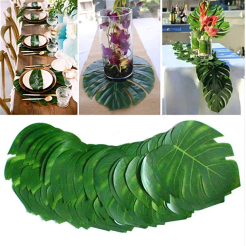 

12pcs/Lot Fabric Artificial Palm Leaves Hawaiian Luau Party Jungle Beach Theme Party Decor Free Shiping