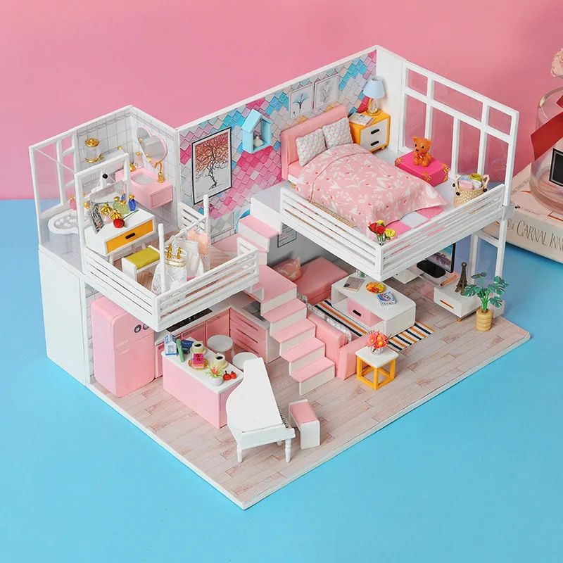 

Cutebee Doll House Furniture Miniature Dollhouse DIY Miniature House Room Box Theatre Toys for Children stickers Dollhouse NJ-11