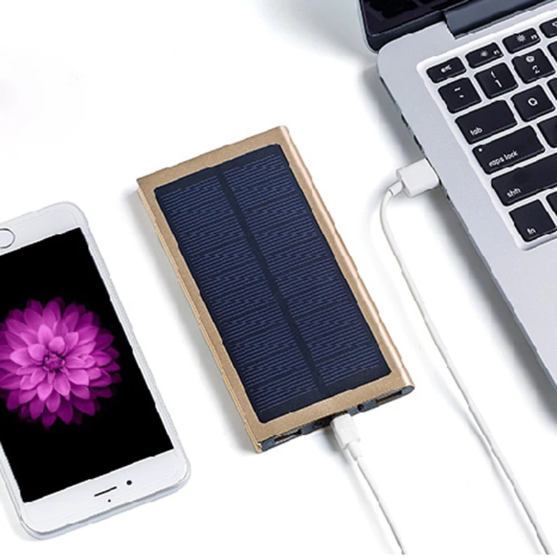 

Best Price Universal Solar Power Bank 20000mAh Ultra-Thin Solar Charger External Battery Pack 2 USB for All Phone Free Shipping