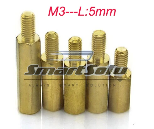 

Free Shipping 100pcs New Brass Hex Stand-Off Pillars Male to Female M3 thread, length 5mm,Brass Hex Spacer Standoffs Hex Pillar