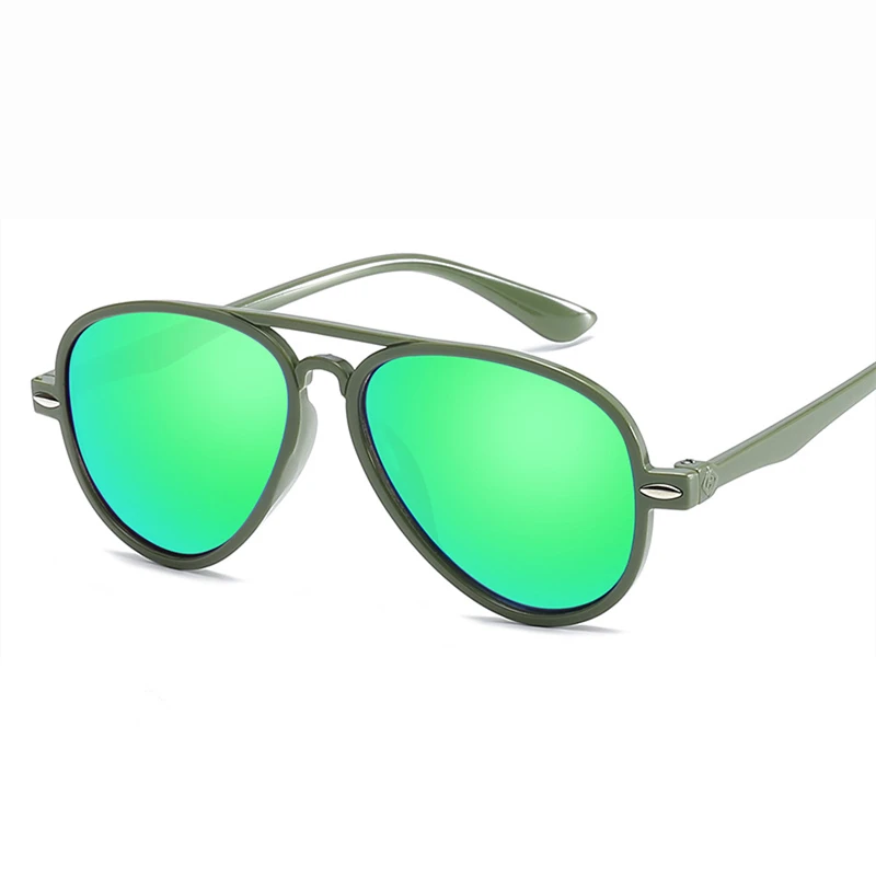 Модные новые детские солнцезащитные hd-очки для мальчиков и девочек anti UV украсить поездки Туризм Защита от солнца очки Цвет плёнки детское Зеркало OEM - Цвет линз: Green - green lens