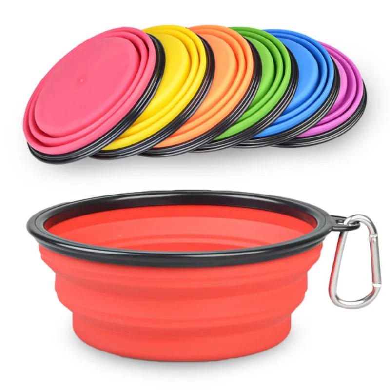 

Pet Dogs Collapsible Non-toxic Durable Feeder Portable Bowls with Mountaineering Buckle for Outdoor Pet Dogs Supplies