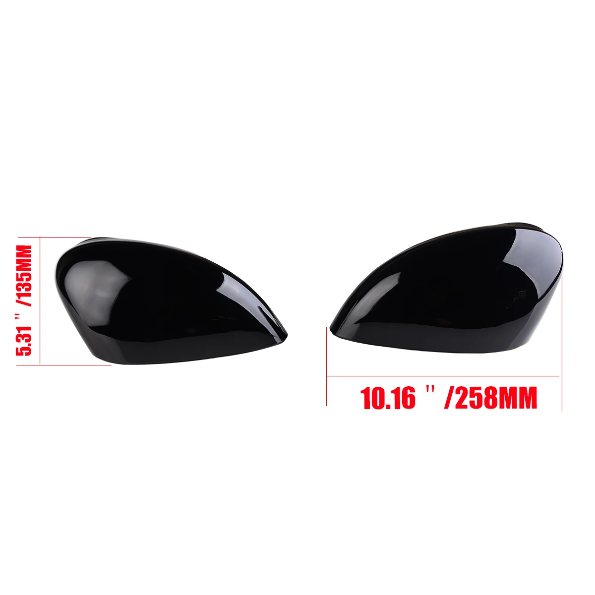 Mayitr 1 Piece Gloss Black Side Mirror Cover Cap Left/Right Wing Door For Ford Fiesta MK7 2008-2017